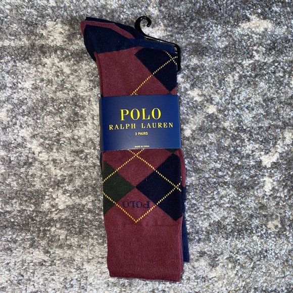 Polo Ralph Lauren Mens Dress Socks 3 Pack Red/Green/Blue - Picture 2 of 8